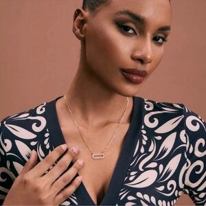 3/$20 Dainty Gold Oval Rhinestone Necklace